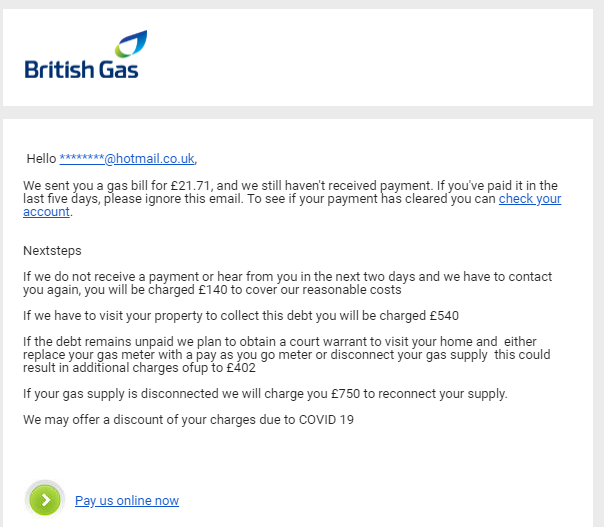 British Gas 'unpaid bill' email scam how to stay safe